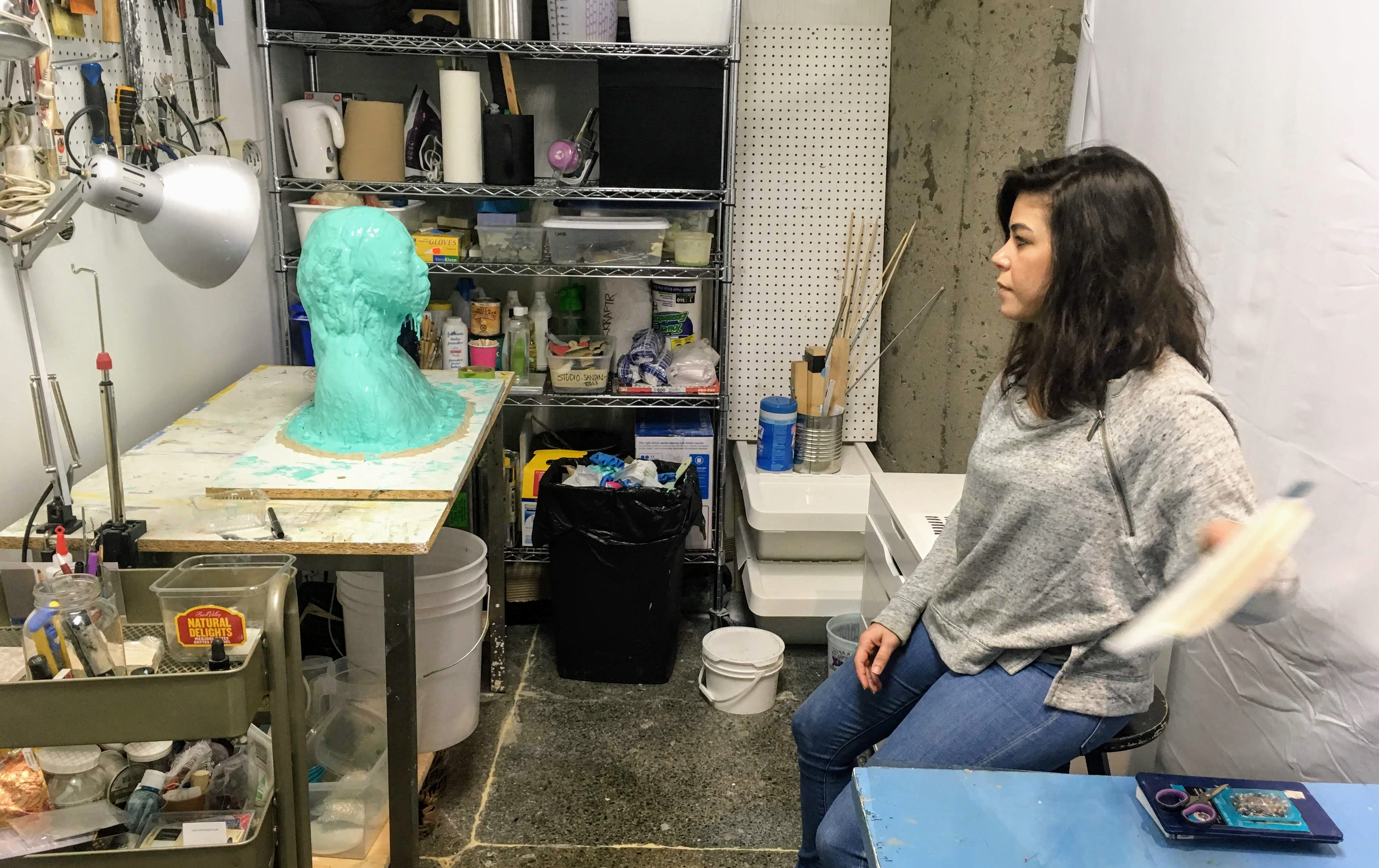 Samar Hejazi in her studio, 2018